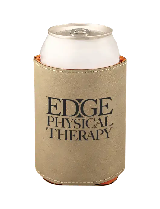 Tan Leatherette Beverage Holder w/Edge Physical Therapy Logo