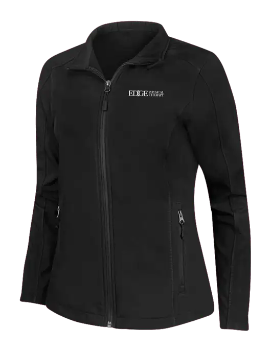 Black Womens Core Soft Shell Jacket w/Edge Physical Therapy Logo