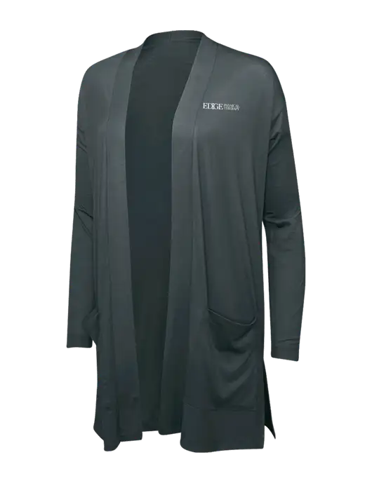 Smoke Grey Womens Concept Long Pocket Cardigan w/Edge Physical Therapy Logo