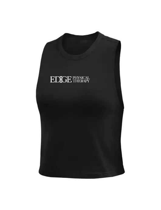 BELLA+CANVAS Womens Black Racerback Crop Tank  w/Edge Physical Therapy Logo