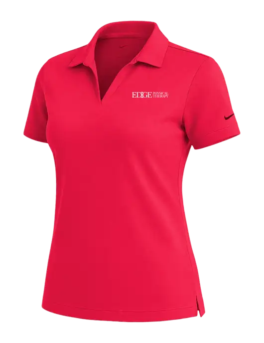 NIKE Red Womens Dri-Fit Micro Pique Polo w/Edge Physical Therapy Logo