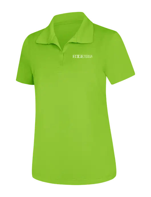 Womens Lime Green Micropique Sport-Wick Polo w/Edge Physical Therapy Logo