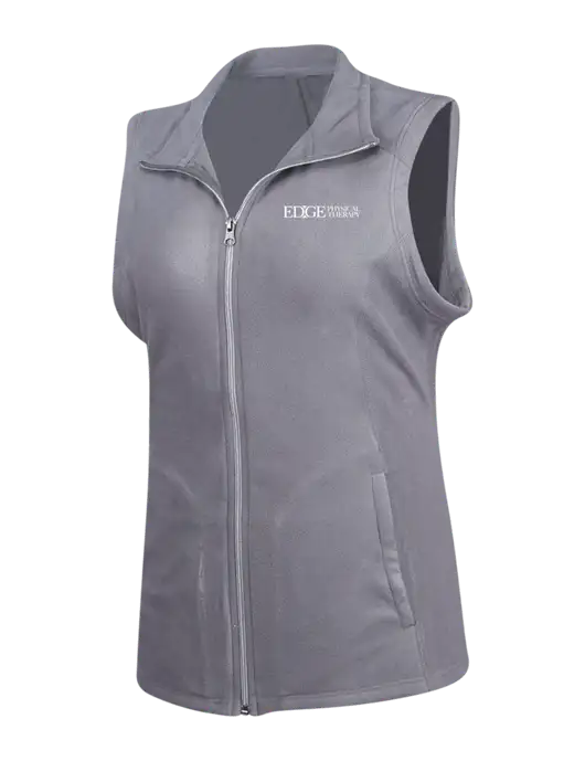 Medium Grey Womens Microfleece Vest w/Edge Physical Therapy Logo
