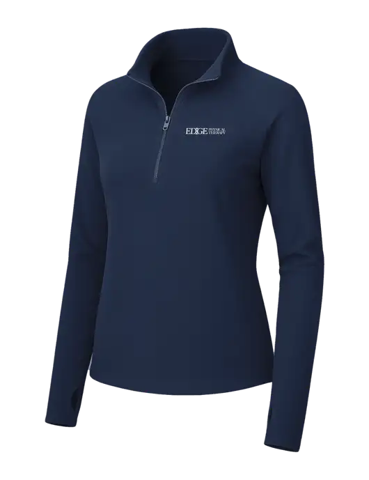Womens Navy Microfleece 1/2 Zip Pullover w/Edge Physical Therapy Logo