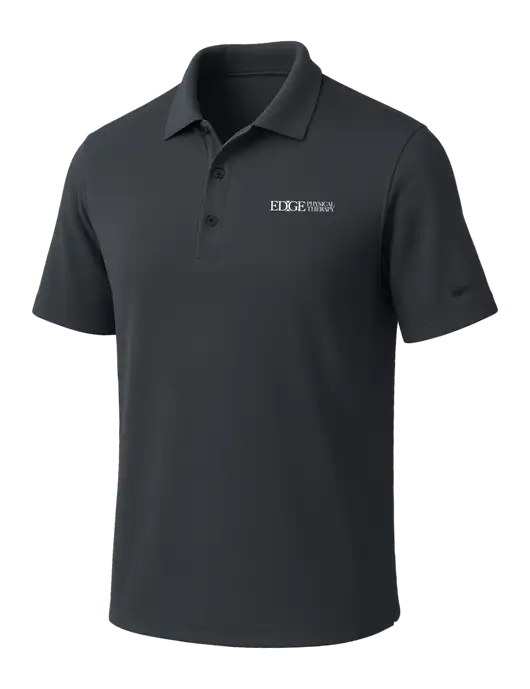 NIKE Dark Grey Dri-Fit Micro Pique Polo w/Edge Physical Therapy Logo