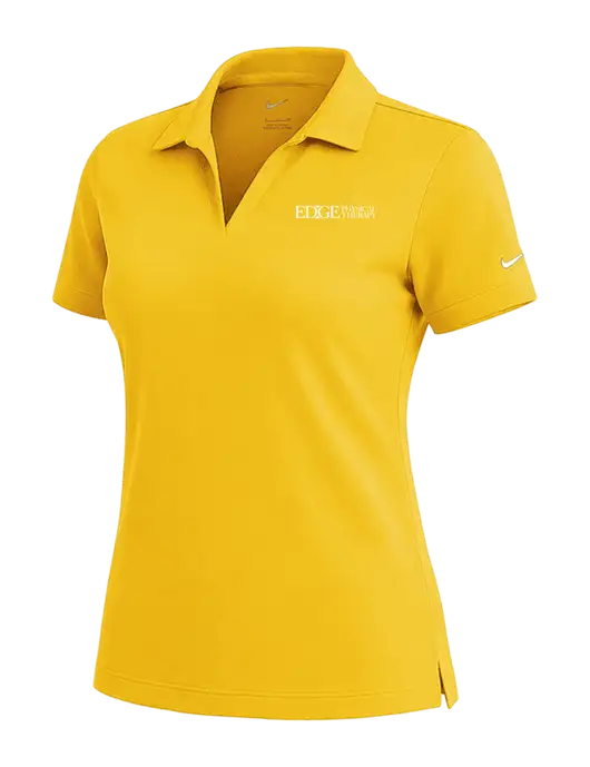 NIKE Yellow Gold Womens Dri-Fit Micro Pique Polo w/Edge Physical Therapy Logo