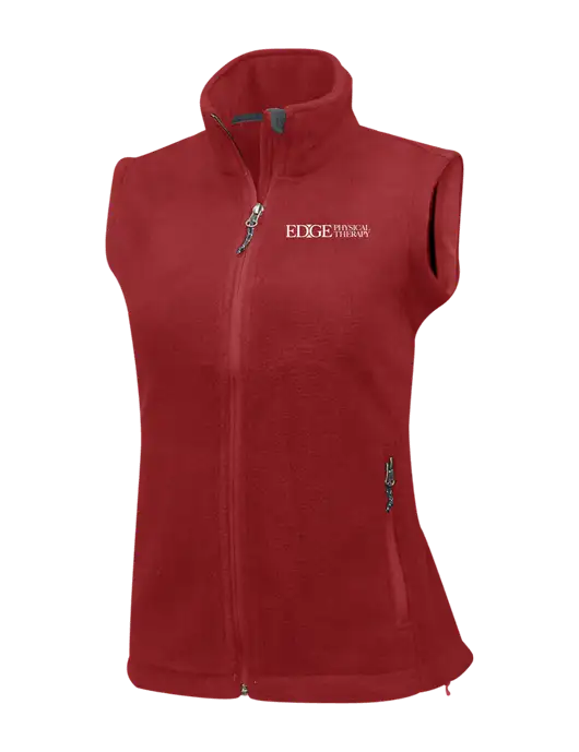 Red Womens Fleece Vest w/Edge Physical Therapy Logo