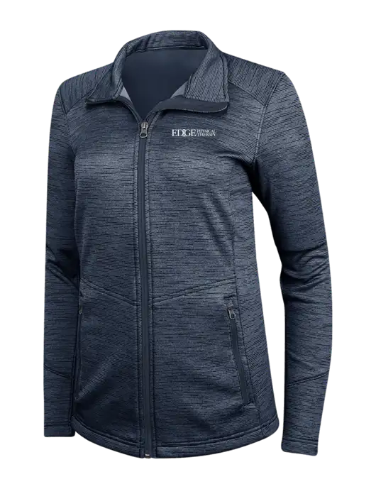 Navy Womens Digi Stripe Fleece Jacket w/Edge Physical Therapy Logo
