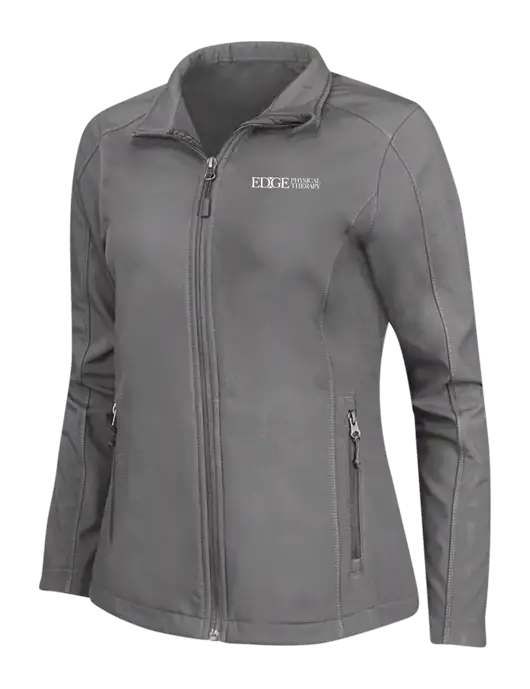 Medium Grey Womens Core Soft Shell Jacket w/Edge Physical Therapy Logo