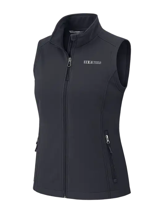 Charcoal Grey Womens Core Soft Shell Vest w/Edge Physical Therapy Logo