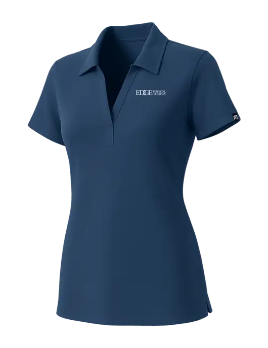 TravisMathew Womens Sapphire Medium Dark Glenview Solid Polo w/Edge Physical Therapy Logo