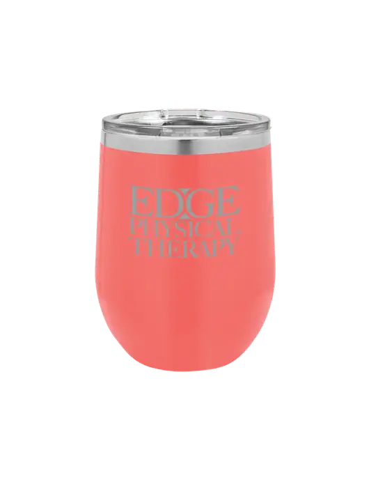 Polar Camel 12 oz Powder Coated Coral Vacuum Insulated Stemless Wine Tumbler w/Edge Physical Therapy Logo
