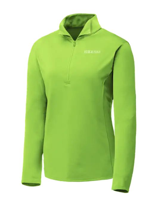 Lime Shock Womens Posicharge Competitor ¼ Zip Pullover w/Edge Physical Therapy Logo