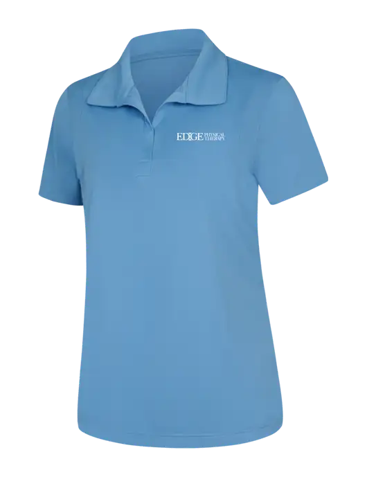Womens Carolina Blue Micropique Sport-Wick Polo w/Edge Physical Therapy Logo