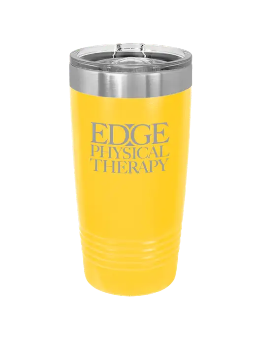 Polar Camel 20 oz Powder Coated Yellow Vacuum Insulated Tumbler w/Edge Physical Therapy Logo