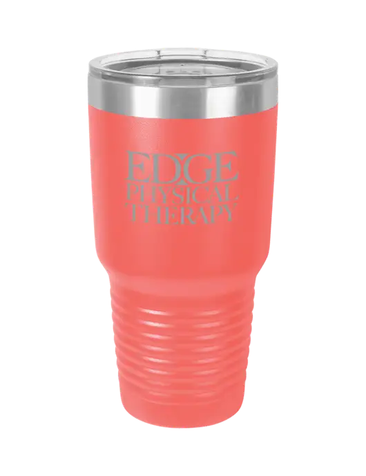 Polar Camel 30 oz Powder Coated Coral Vacuum Insulated Tumbler  w/Edge Physical Therapy Logo