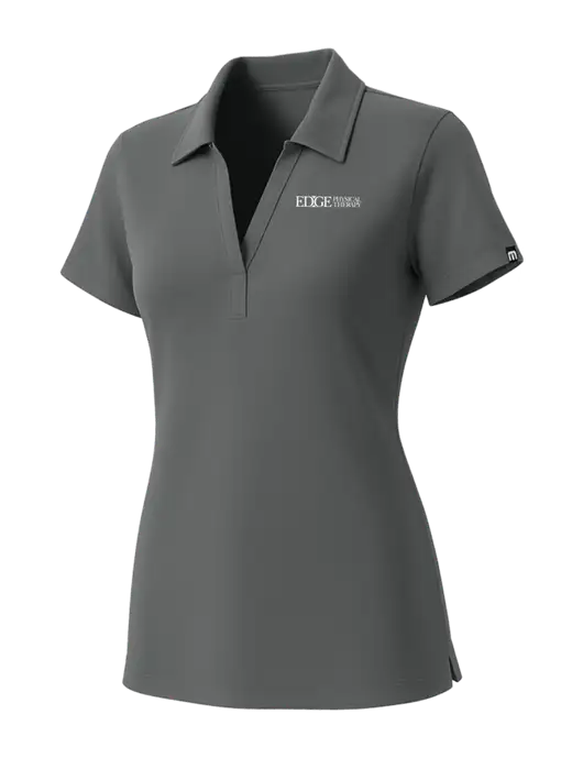 TravisMathew Womens Grey Glenview Solid Polo w/Edge Physical Therapy Logo