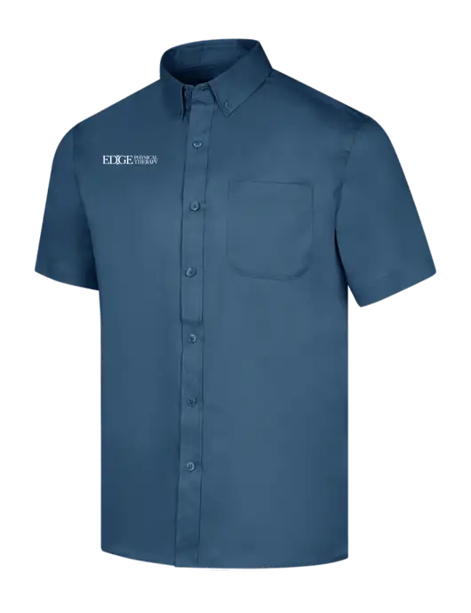 Short Sleeve Light Navy Superpro React Twill Shirt w/Edge Physical Therapy Logo