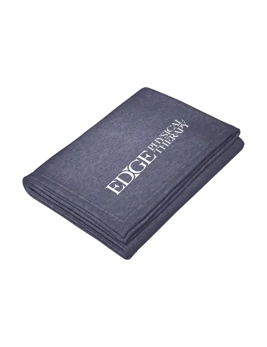 Core Heather Navy Fleece Sweatshirt Blanket w/Edge Physical Therapy Logo