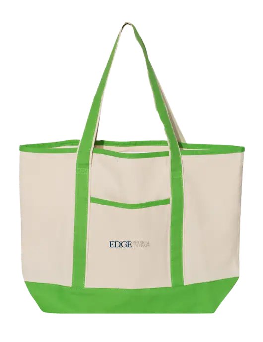 Natural/Light Kelly Large Canvas Deluxe Tote w/Edge Physical Therapy Logo