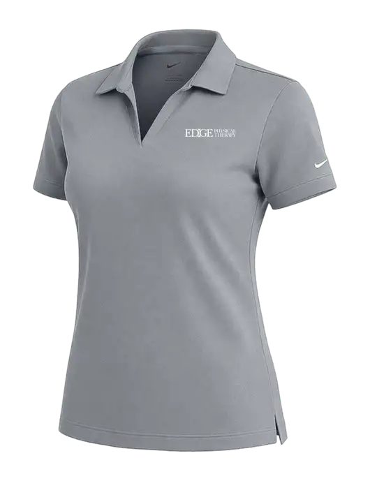 NIKE Medium Grey Womens Dri-Fit Micro Pique Polo w/Edge Physical Therapy Logo