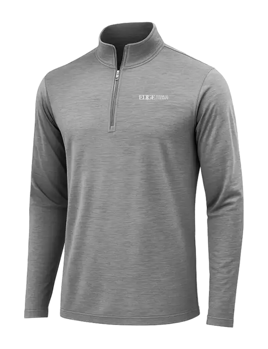Dark Grey Heather Posicharge Tri-Blend Wicking 1/4 Zip Pullover w/Edge Physical Therapy Logo
