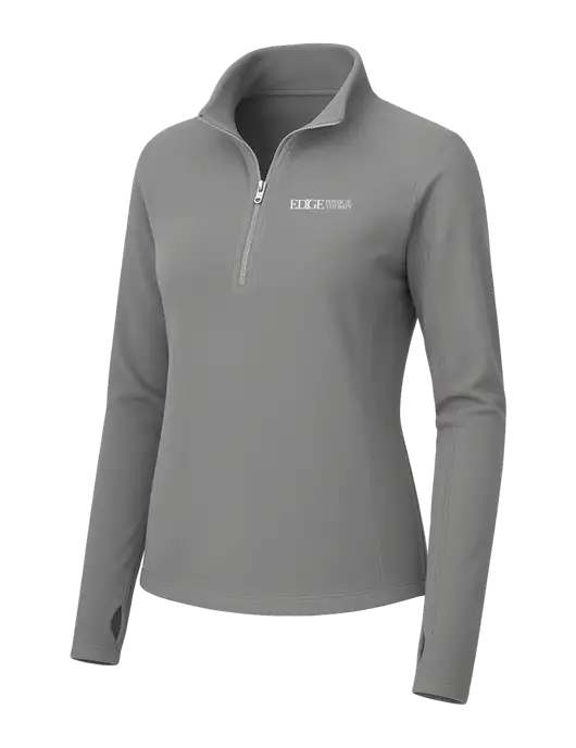 Womens Medium Grey Microfleece 1/2 Zip Pullover w/Edge Physical Therapy Logo